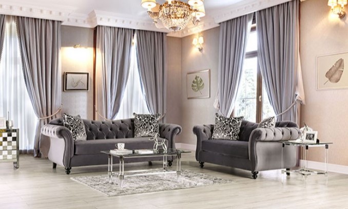 Antoinette Sofa Set in Gray