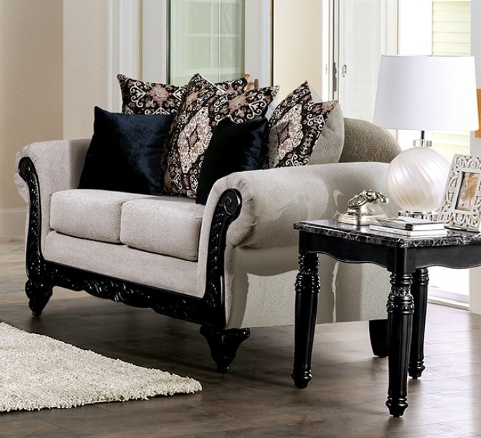 Molfetta Transitional Traditional Light Brown Living Room Set