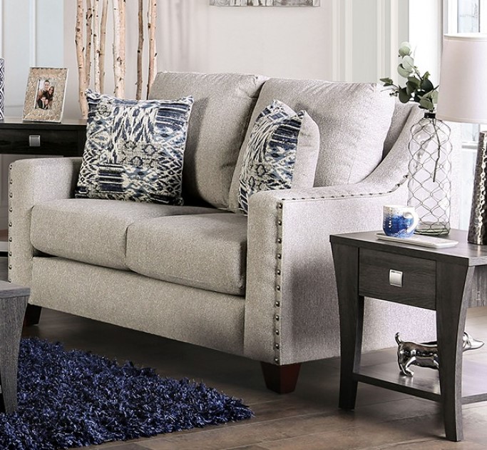 SM6441 Stickney Sofa Set in Light Gray Furniture of America FOA