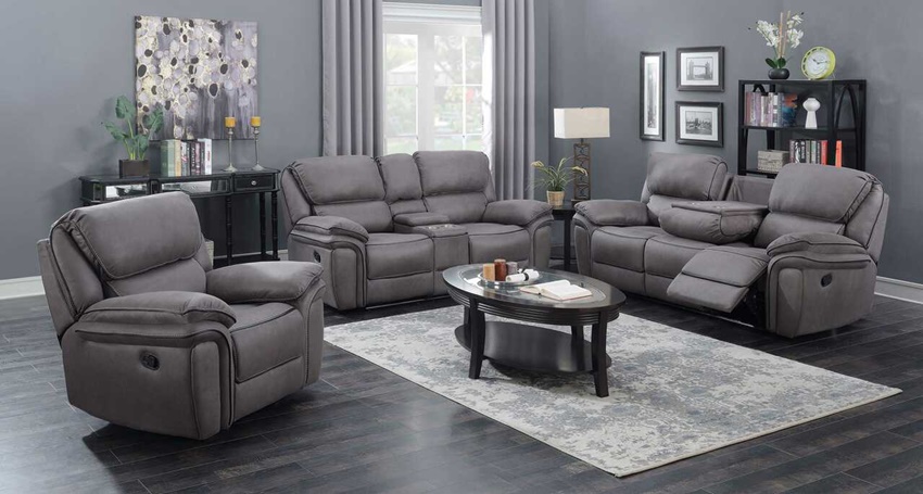 Lariat Reclining Living Room Set in Gray