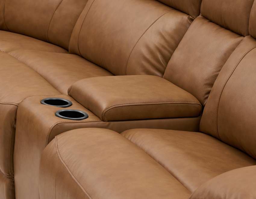 Gatlin Butterscotch Leather Dual-Power 6-Piece Modular Reclining Sectional