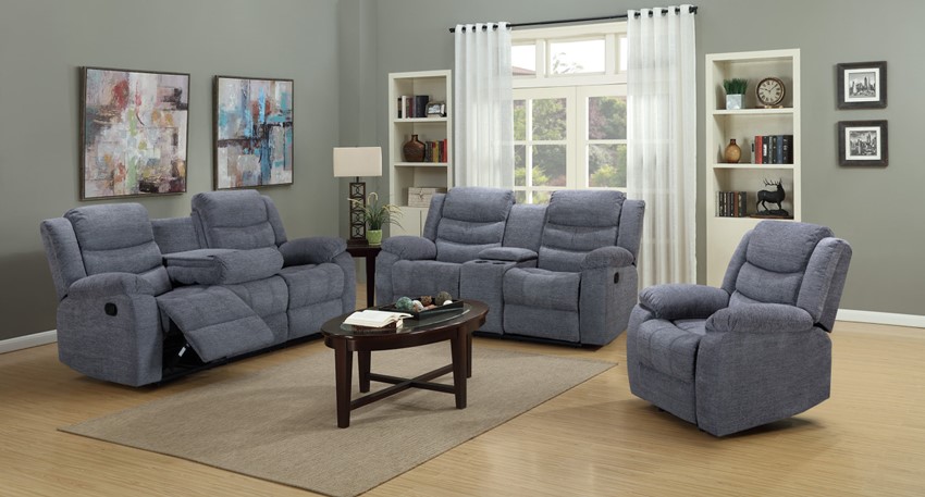 Rockport Reclining Sofa Set in Grey