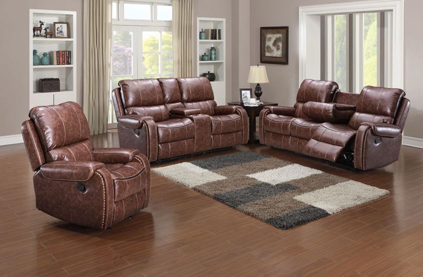 650320 Tuscany Reclining Rustic Brown Reclining Sofa Set Free