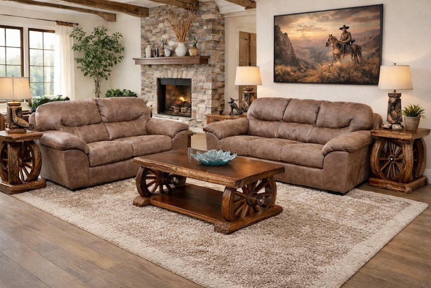 Grant Silt Western Inspired Sofa Set