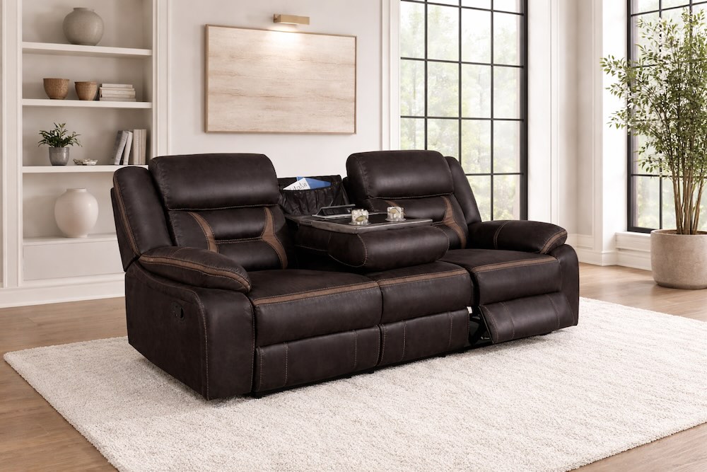 Dark Brown Performance Fabric Greer Reclining Sofa Set