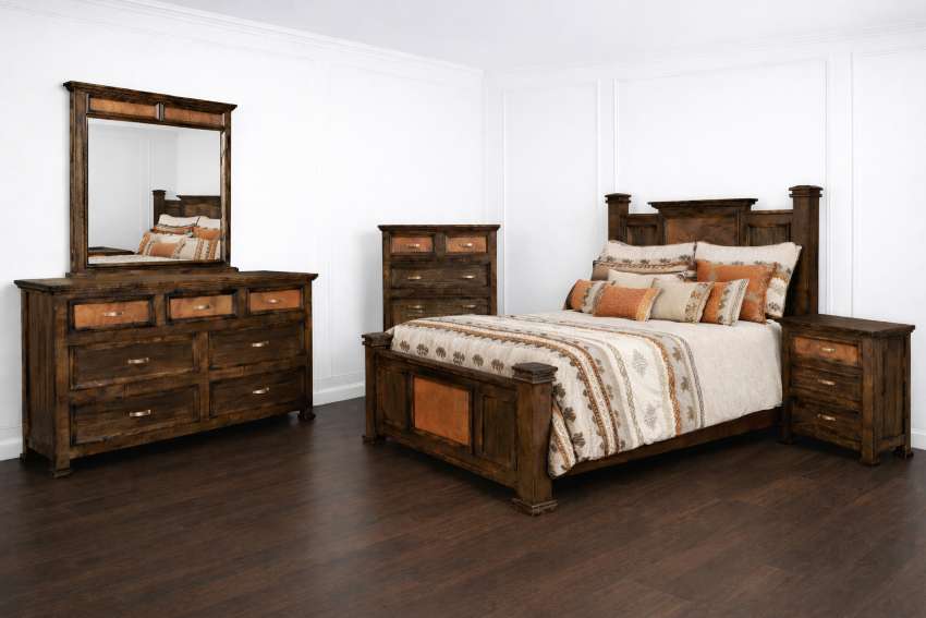 Copper Canyon Western Rustic Bedroom Set with Real Copper Panel Accents