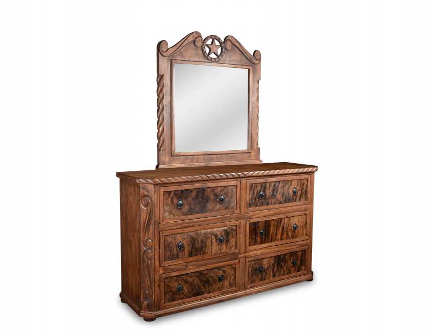 Lasso Rustic Bedroom Set with Texas Star and Cowhide Accents