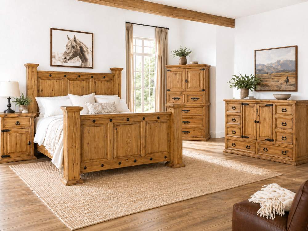 Hacienda Ridge Rustic Farmhouse Bedroom Set with Natural Finish Hacienda Ridge Rustic Farmhouse Bedroom Set with Natural Finish