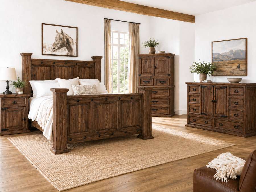 Hacienda Ridge Rustic Farmhouse Bedroom Set with Dark Finish