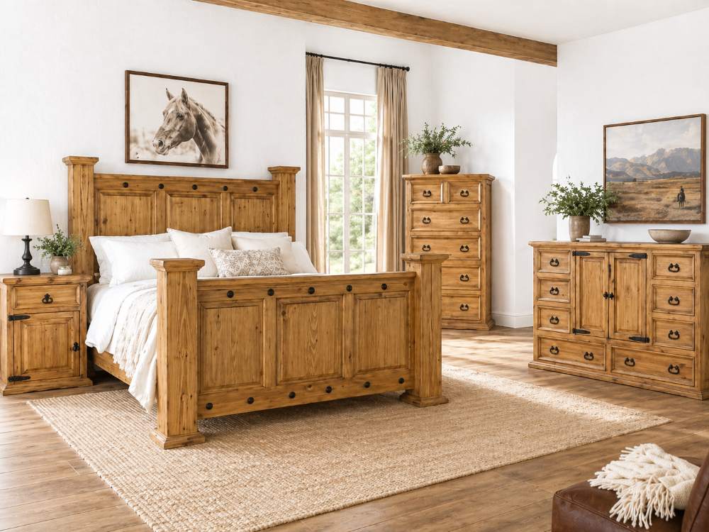 Hacienda Ridge Rustic Farmhouse Bedroom Set with Natural Finish
