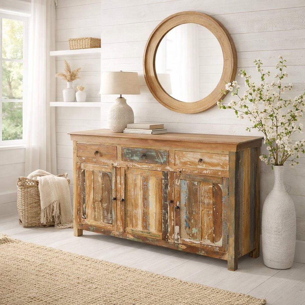 Harper Multi-Color Modern Rustic Accent Cabinet