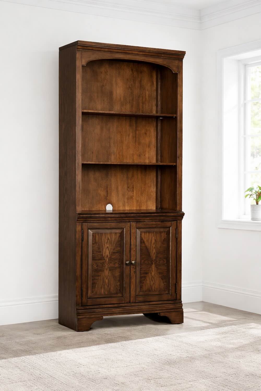 Hartshill Modern Transitional Computer Desk Set in Burnished Oak