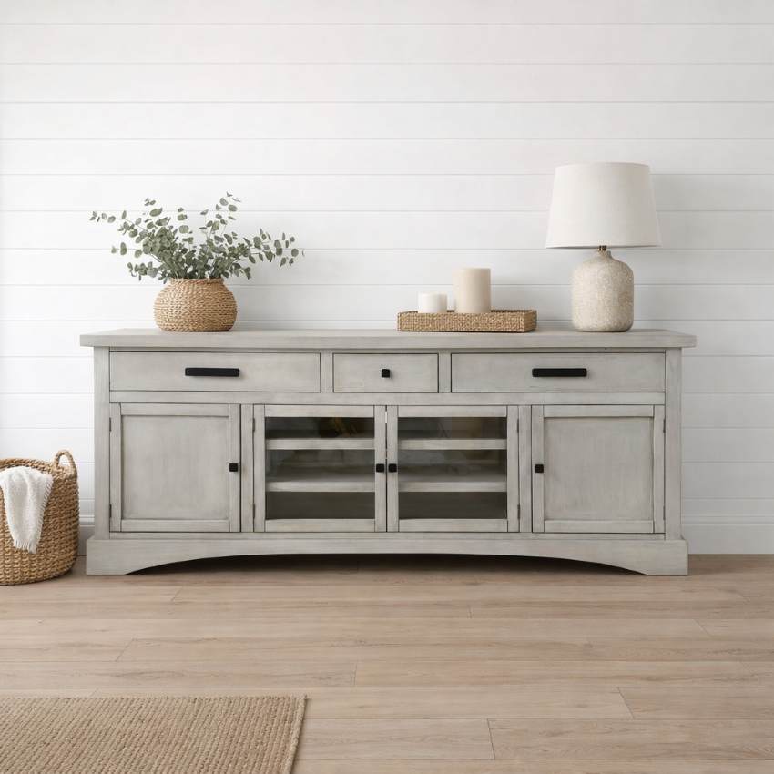 Hearthstone Modern Farmhouse TV Media Cabinet in Moon