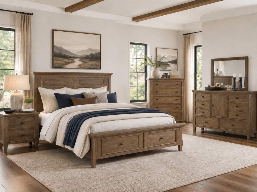 Highland Creek Modern Rustic Bedroom Set with Storage Bed