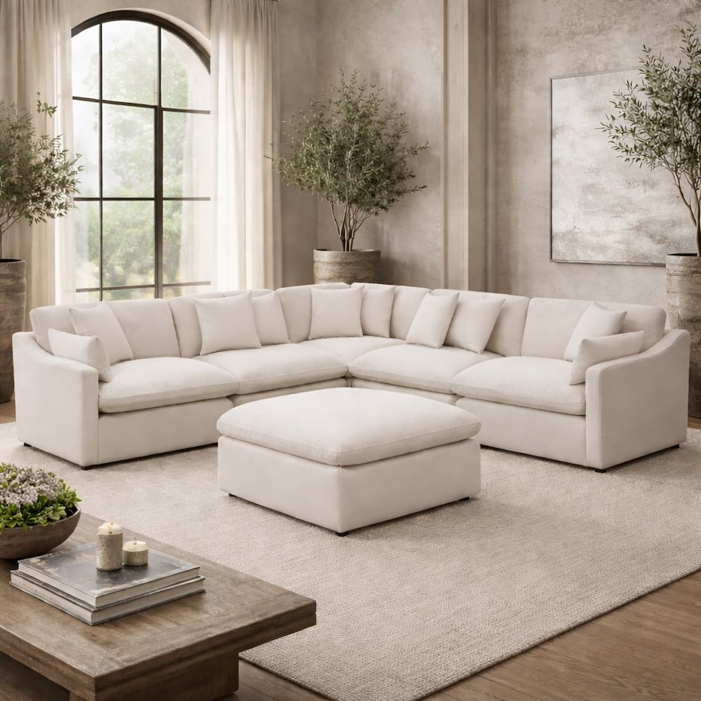 Hobson Ultra Comfortable Pottery Barn Inspired Sectional in Off White Hobson Ultra Comfortable Pottery Barn Inspired Sectional in Off White