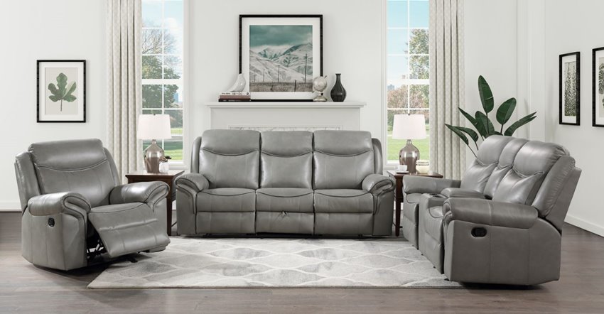 Aram Reclining Sofa Set in Grey
