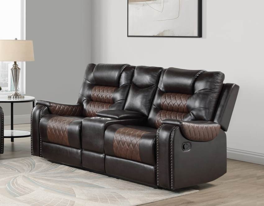 Hart Two-Tone Reclining Sofa Set in Brown