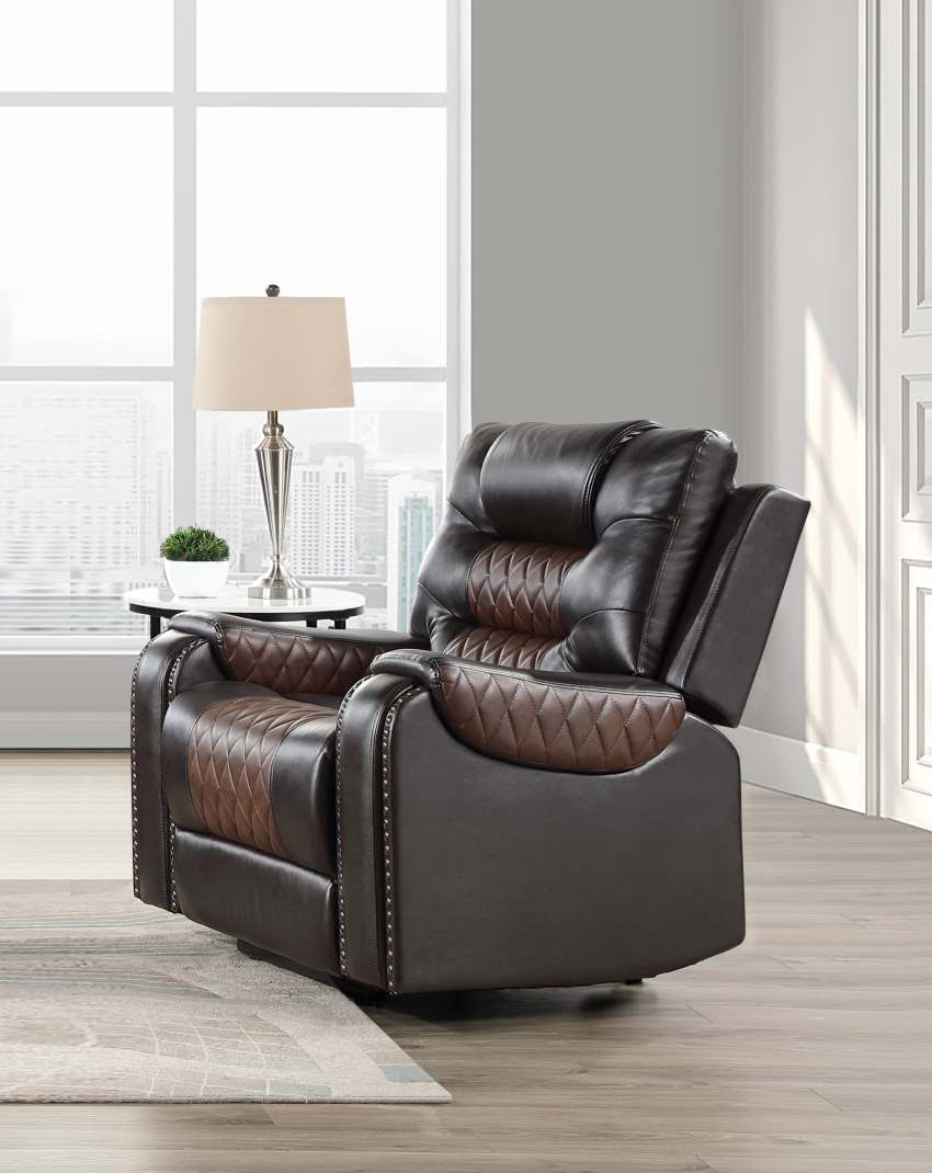Hart Two-Tone Reclining Sofa Set in Brown