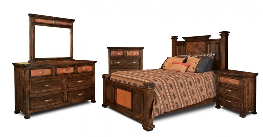 Copper Canyon Mansion Rustic Bedroom Set with Copper Panels