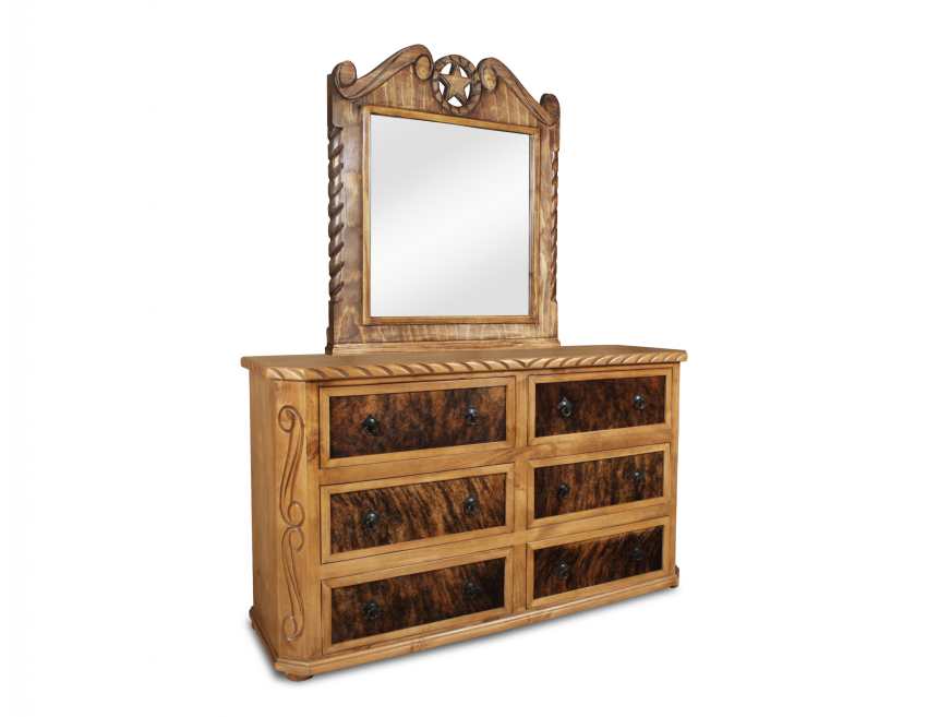 Lasso Rustic Bedroom Set with Texas Star and Cowhide Accents