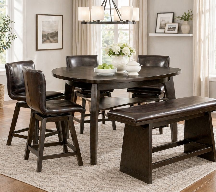 Hurley Contemporary Counter Height Black Dining Room Set
