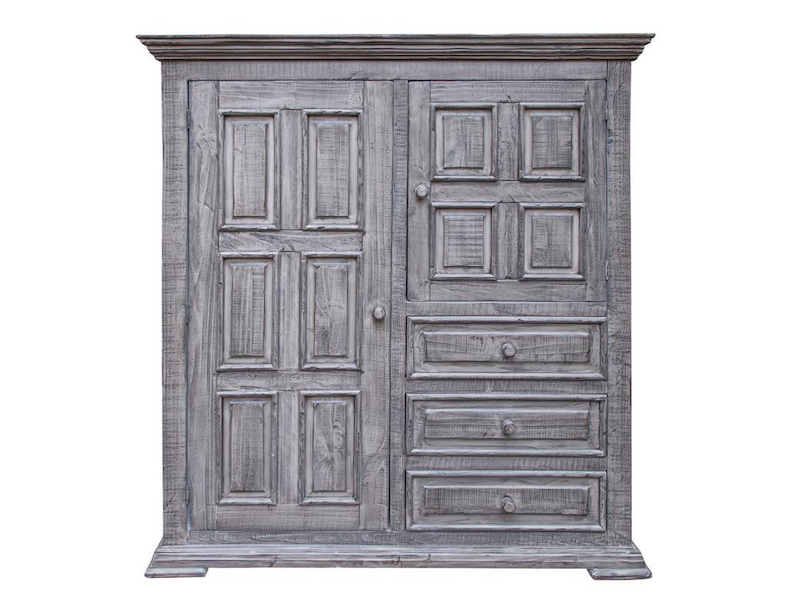 Terra Pine Wood Rustic Bedroom Set in Gray