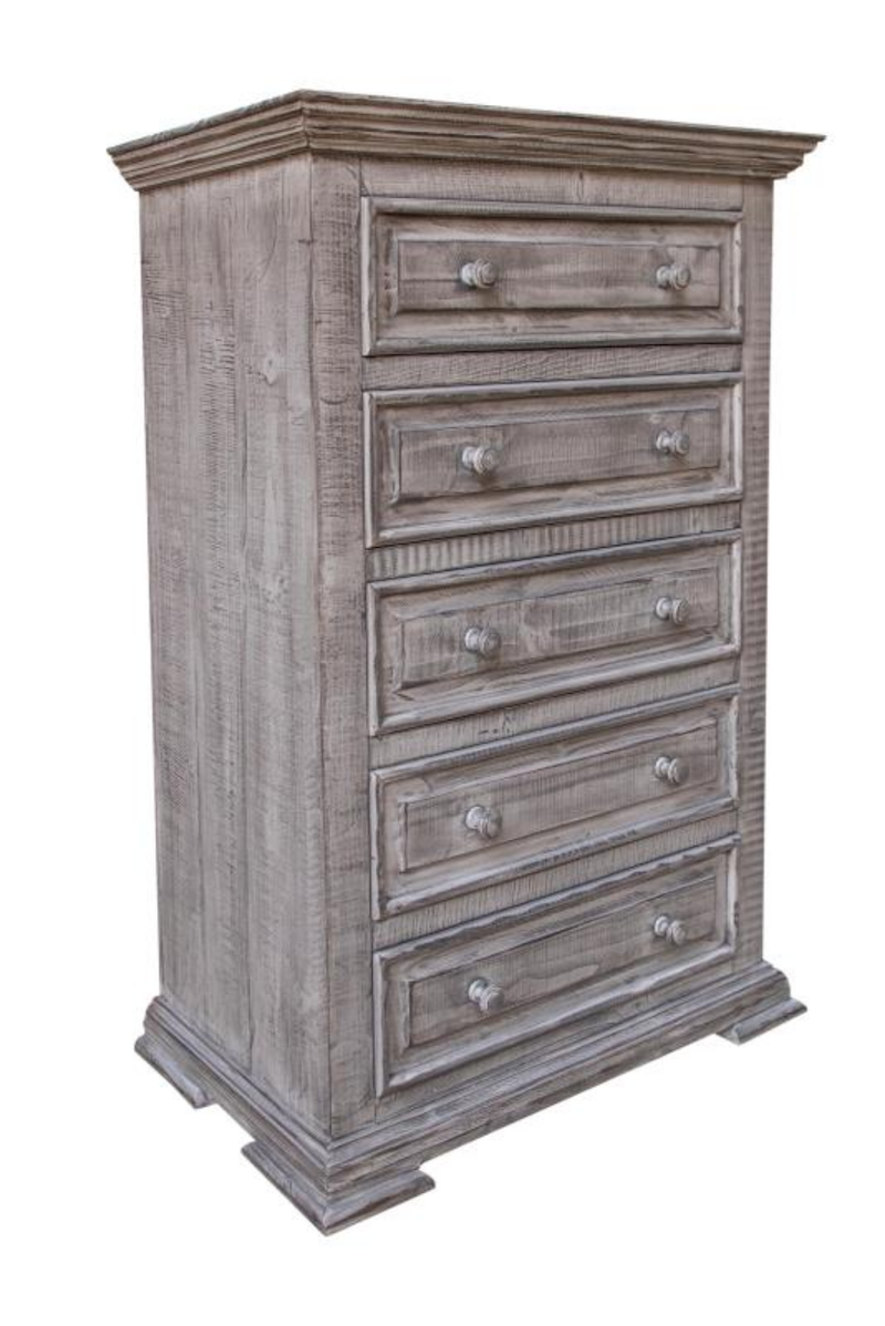 Terra Pine Wood Rustic Bedroom Set in Gray