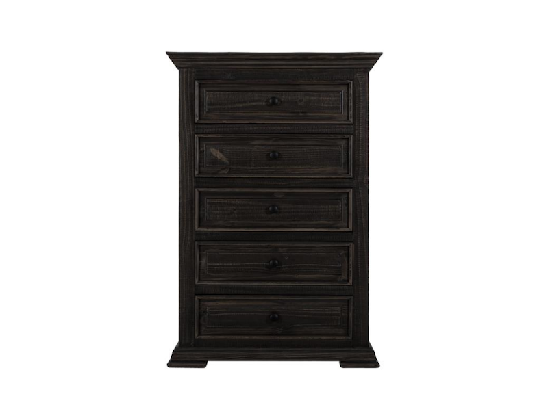 Terra Dark Pine Wood Rustic Bedroom Set in Black