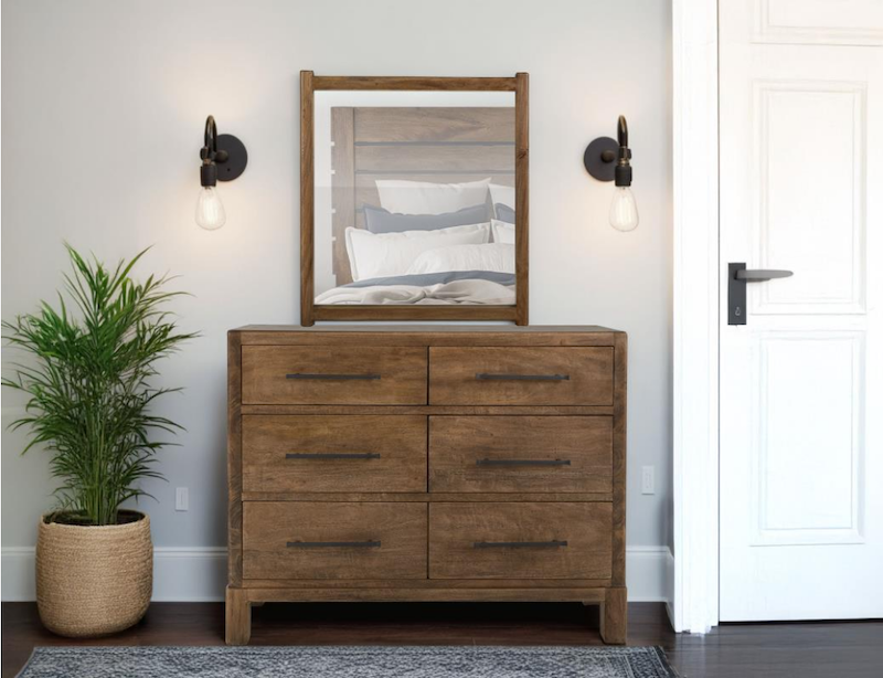 Merida Mango Rustic Bedroom Set in Light Brown