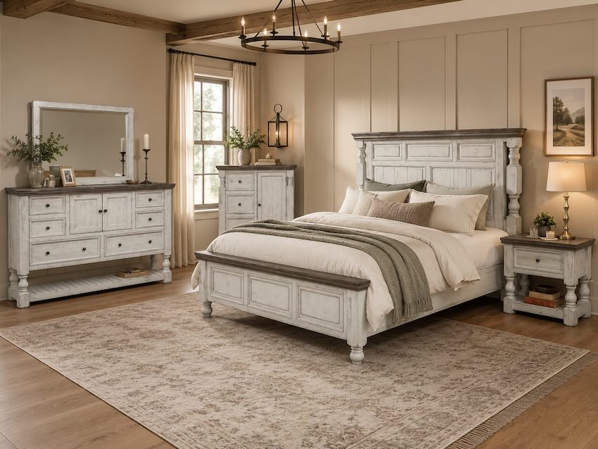 Stone White Modern Farmhouse Bedroom Set