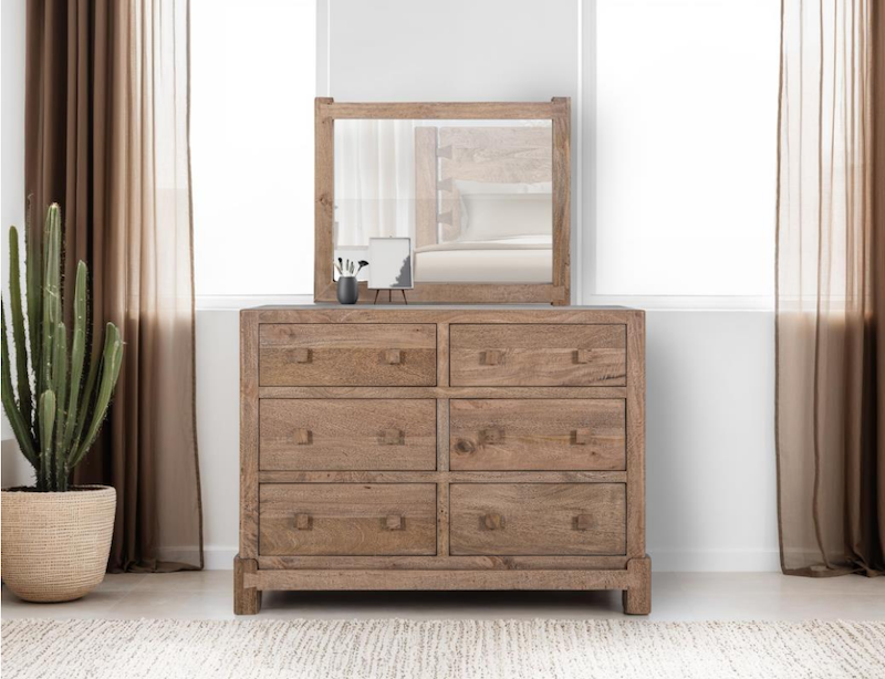 Atenas Mango and Melina Modern Organic Bedroom Set in Light Brown