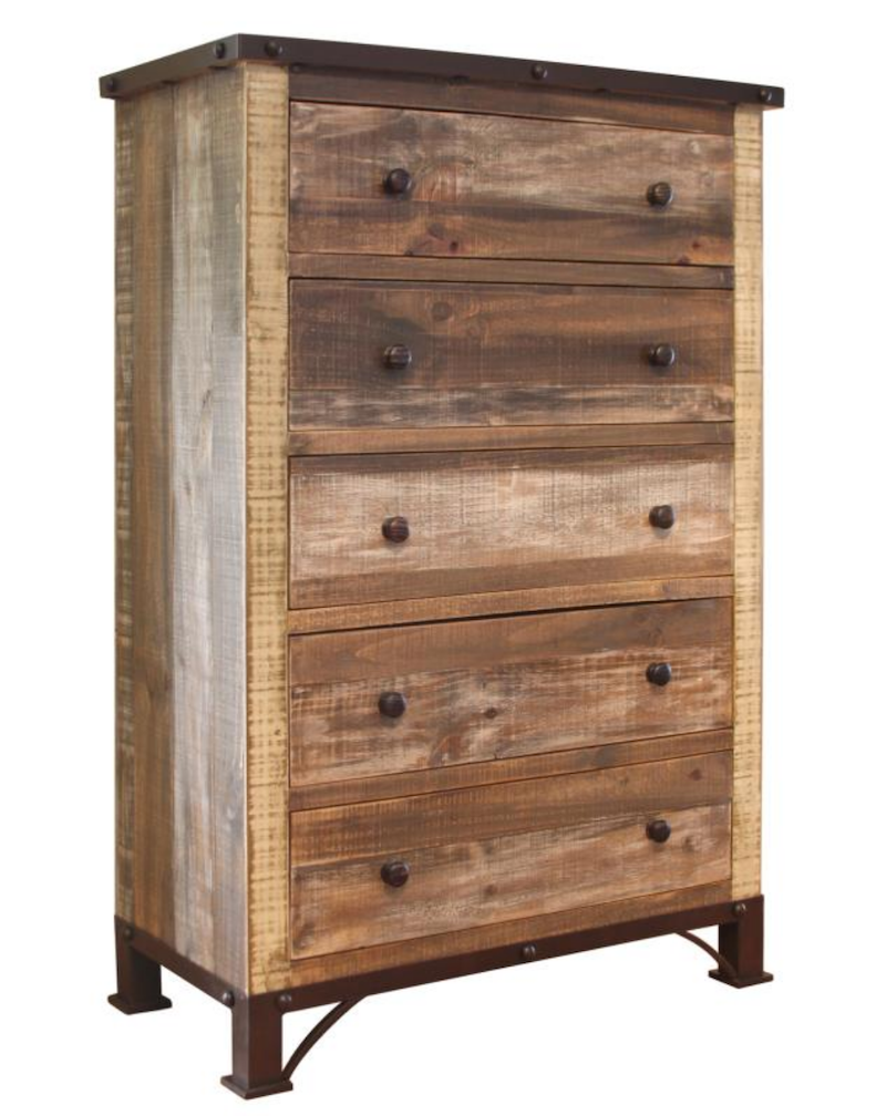 Antique Pine Wood Rustic Bedroom Set
