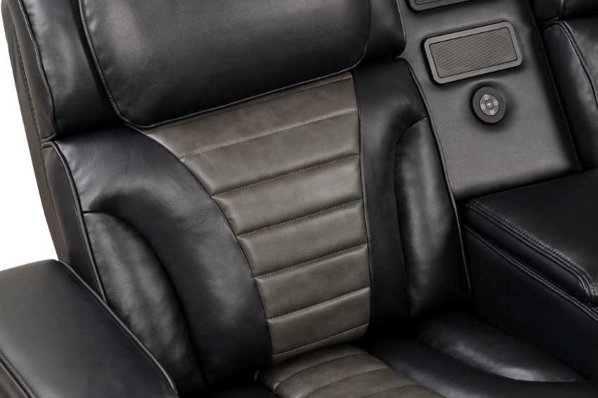 Ibiza Contemporary Power Recline Sectional in Two-Tone Black & Grey