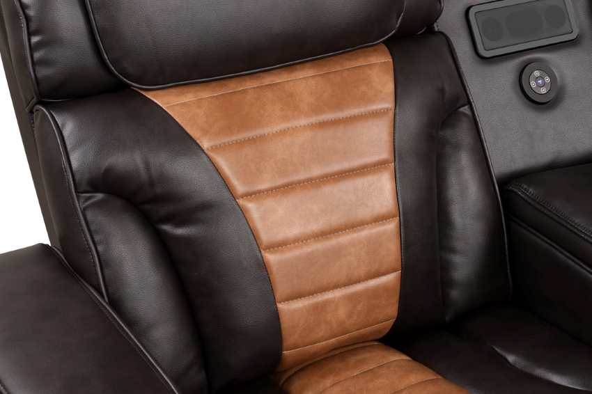 Ibiza Contemporary Power Recline Sectional in Two-Tone Brown