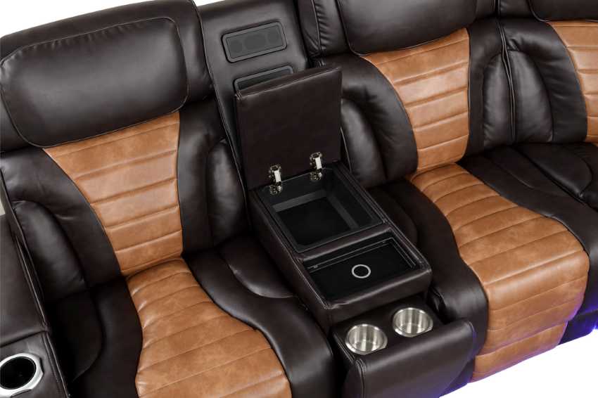 Ibiza Contemporary Power Recline Sectional in Two-Tone Brown