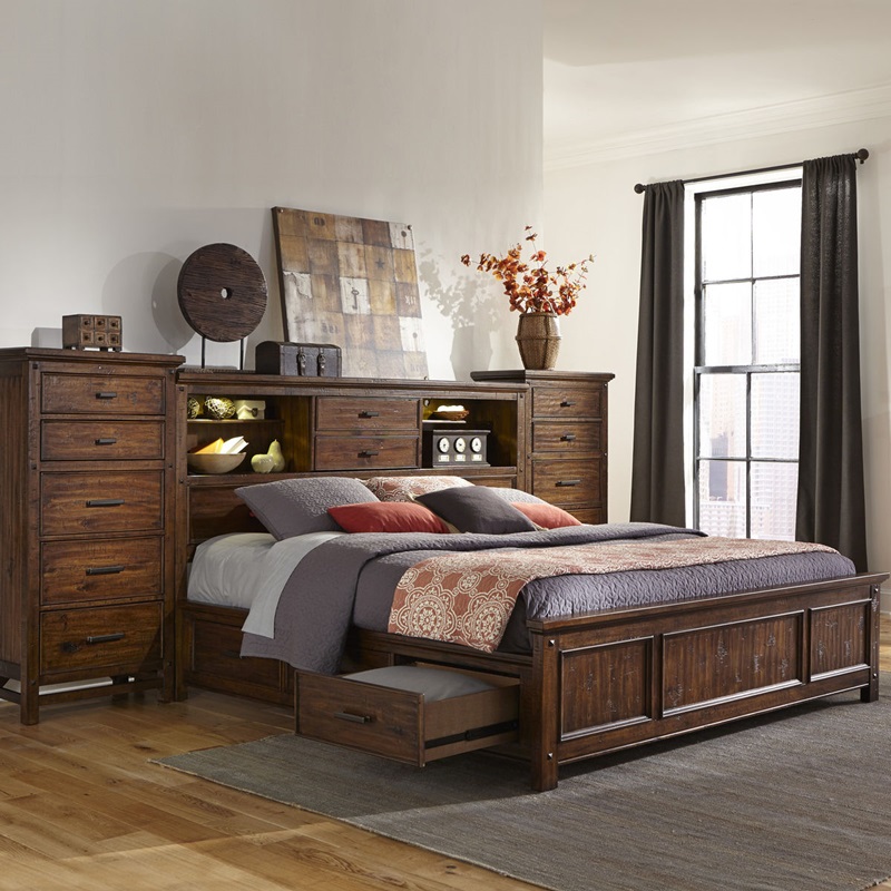 Intercon WKBR6190BQ Wolf Creek Bookcase Storage Bedroom Set