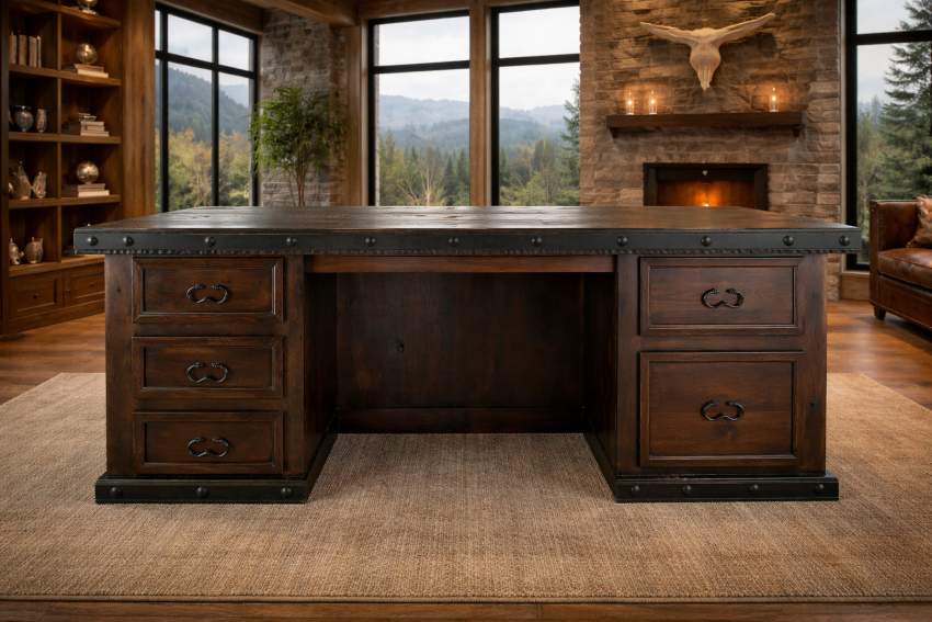 Iron Mesa Texas Star Western Rustic Executive Desk