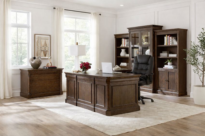 Jackson Distressed Brown Luxury Executive Desk with Rustic Flair