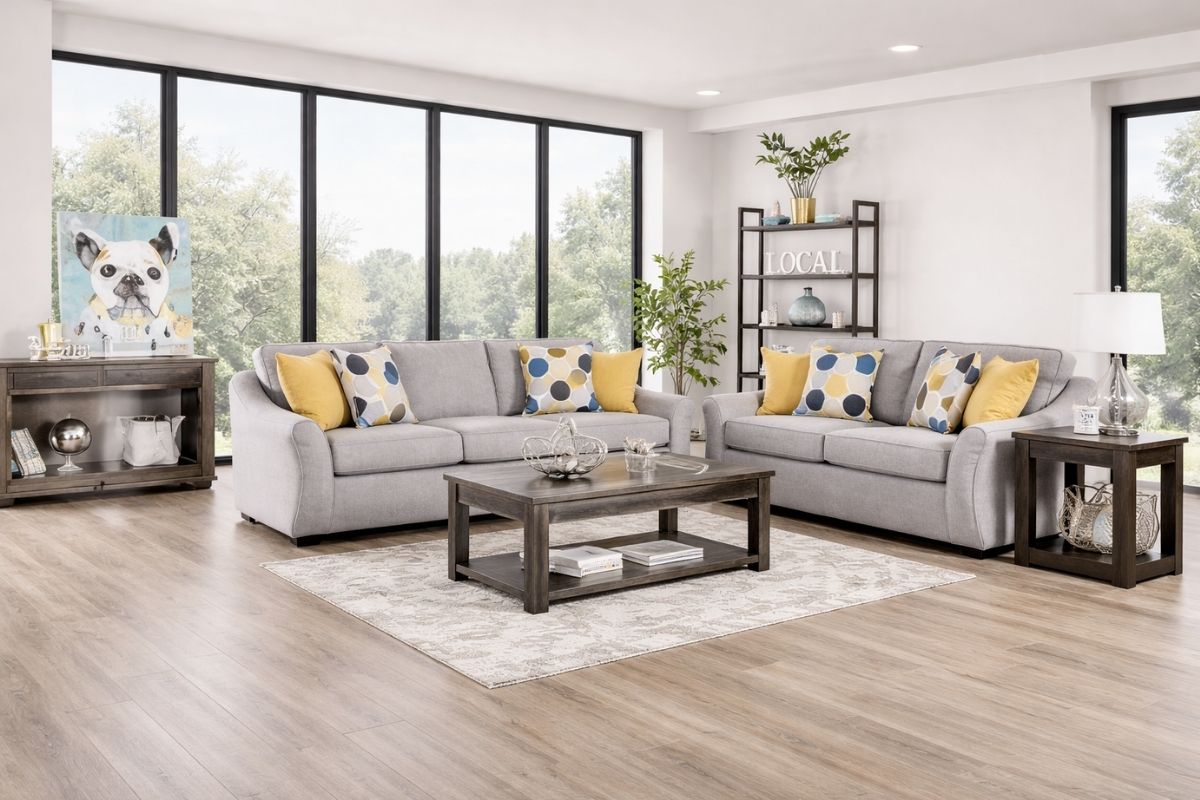 Jarrow Transitional Light Gray Sofa & Loveseat Set Jarrow Transitional Light Gray Sofa & Loveseat Set