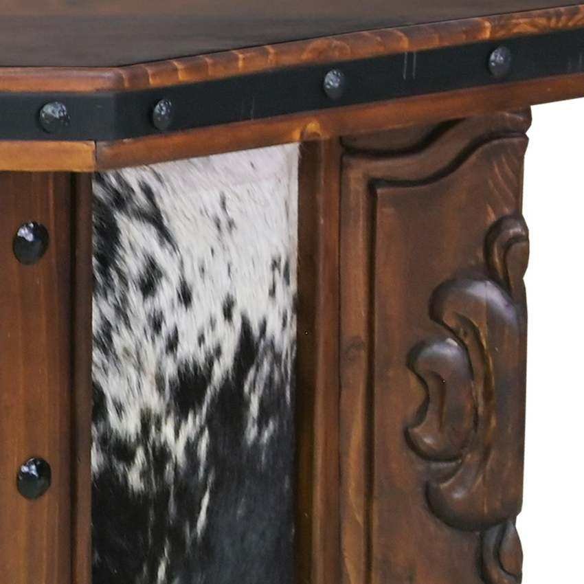 Kamela Western Rustic Desk with Copper and Cowhide Accents