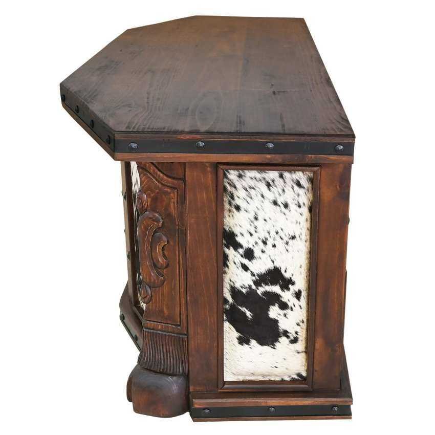Kamela Western Rustic Desk with Copper and Cowhide Accents