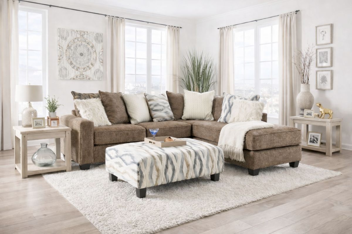 Kempston Contemporary Transitional Brown Sectional Sofa Kempston Contemporary Transitional Brown Sectional Sofa