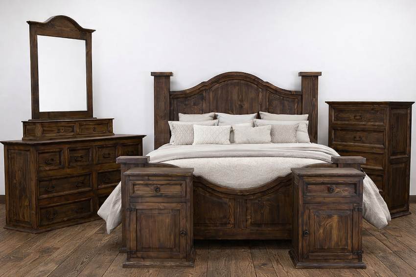 Arched Medio Western Rustic Bedroom Set