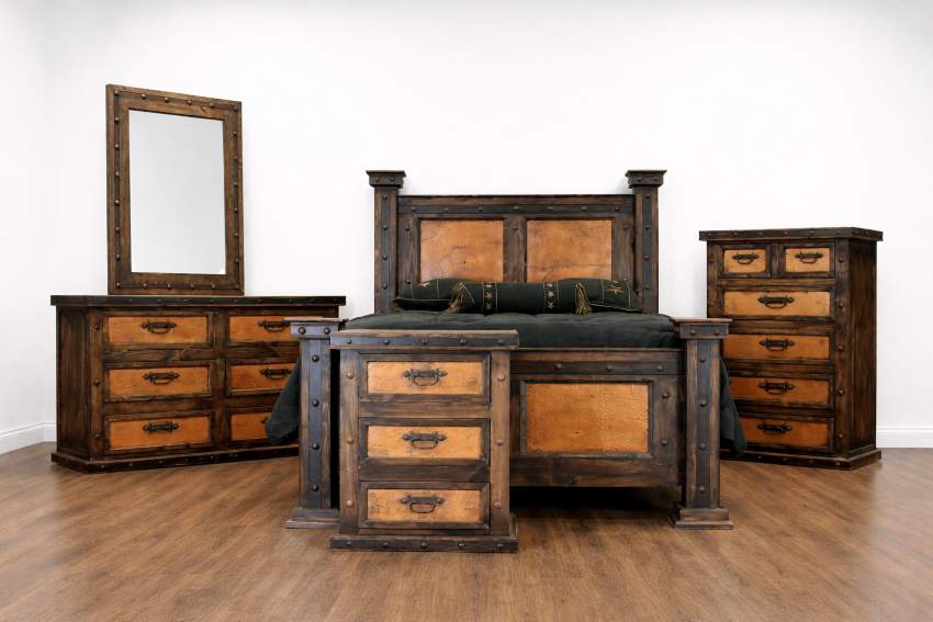 Finca Western Rustic Bedroom Set with Copper