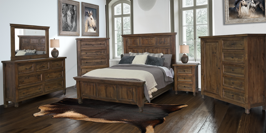 Homestead Rustic Bedroom Set in Distressed Brown