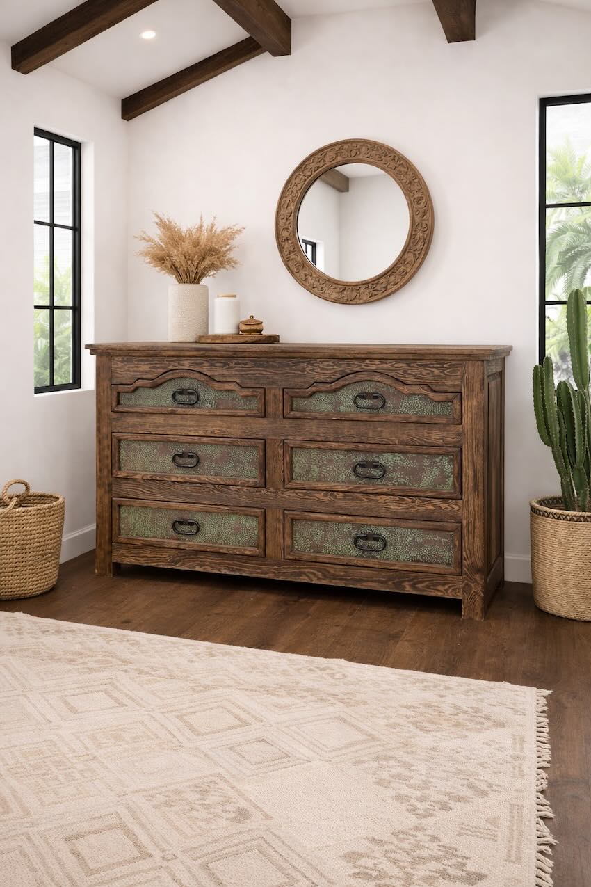 LMT Design Capitel Copper Southwestern Rustic Bedroom Set (King, Dresser & 2 Nightstands) — Limited-Time Sale