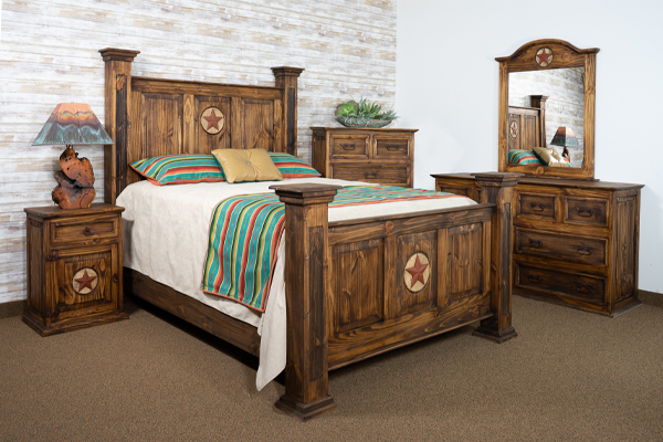 Oasis Medio Rustic Bedroom Set with Marble Star