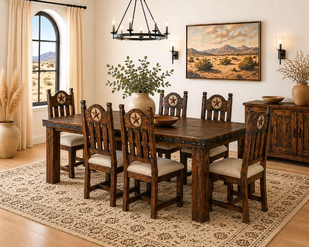 Laguna Western Rustic Texas Star 7-Piece Dining Room Set
