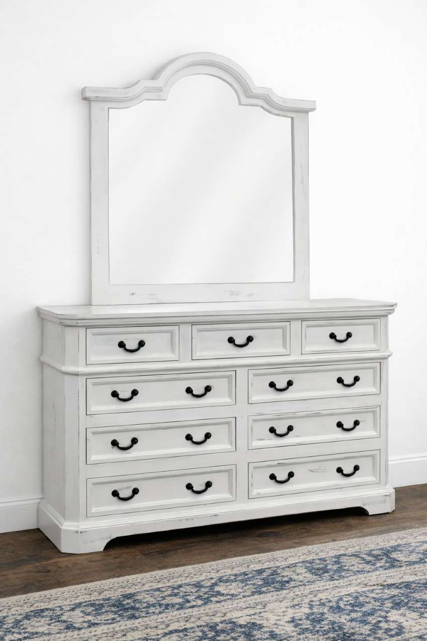 Lakewood White Country Farmhouse 6-Piece King Size Bedroom Set