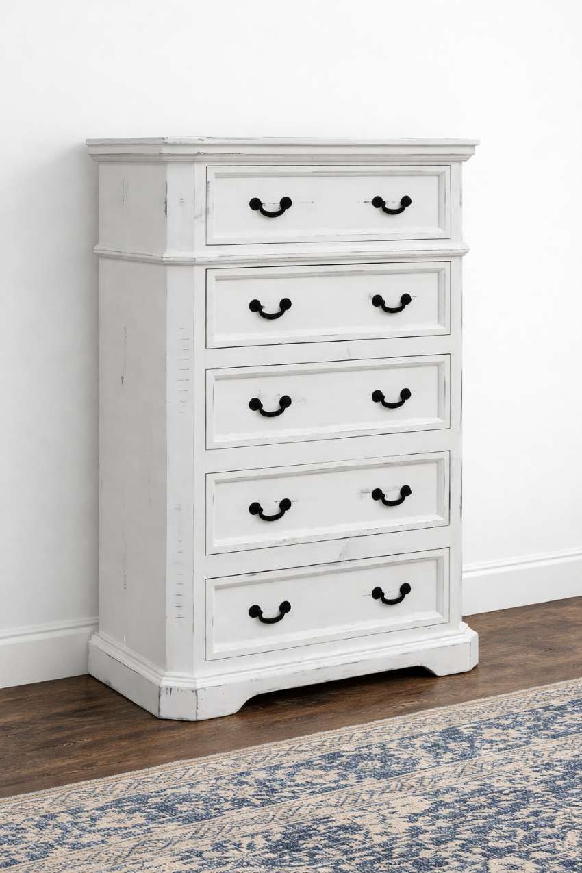 Lakewood White Country Farmhouse 6-Piece King Size Bedroom Set